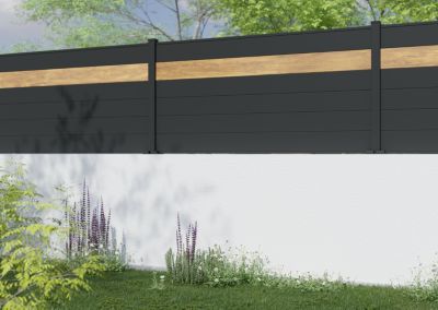 Lame de clôture emboîtable anthracite Neva, en aluminium, H.15,7 x l.179,8 cm