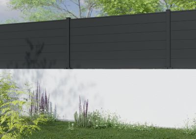 Lame de clôture emboîtable anthracite Neva, en aluminium, H.15,7 x l.179,8 cm