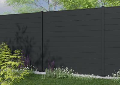 Lame de clôture emboîtable anthracite Neva, en aluminium, H.15,7 x l.179,8 cm