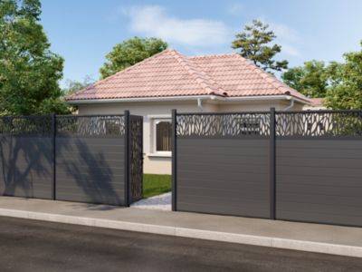 Lame de clôture emboîtable anthracite Neva, en aluminium, H.15,7 x l.179,8 cm
