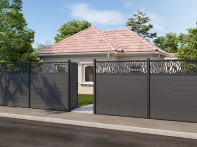 Lame de clôture emboîtable anthracite Neva, en aluminium, H.15,7 x l.179,8 cm