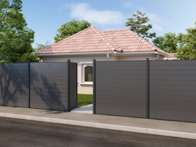 Lame de clôture emboîtable anthracite Neva, en aluminium, H.15,7 x l.179,8 cm