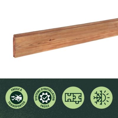 Lame de clôture pleine en bois L.180 x H.14,5 cm x ép.27 mm, Klikstrom Mahoé