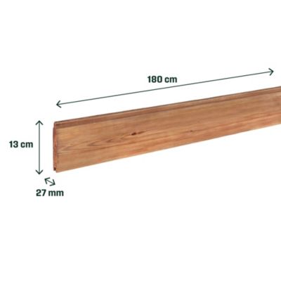 Lame de clôture pleine en bois L.180 x H.14,5 cm x ép.27 mm, Klikstrom Mahoé