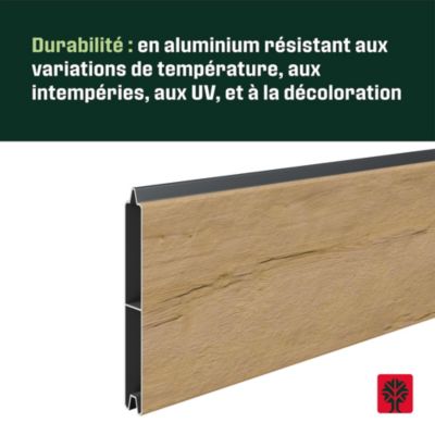 Lame de clôture pour pose emboîtée en aluminium effet chêne, L.179,8 x ...