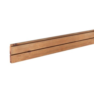 Lame de clôture rainurée en bois L.180 x H.13,3 cm x ép.27 mm, Klikstrom Mahoé
