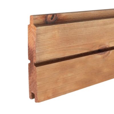 Lame de clôture rainurée en bois L.180 x H.13,3 cm x ép.27 mm, Klikstrom Mahoé