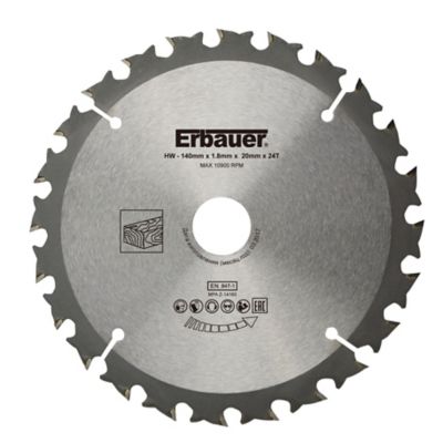 Lame de scie circulaire Bois Erbauer Ø140 x20 coupe grossière 24 dents