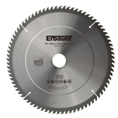 Lame de scie circulaire Bois Erbauer Ø250 x30/25/20/16 coupe fine 80 dents