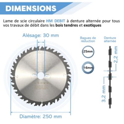 Lame de scie circulaire HM débit D. 250 x Al. 30 x ép. 3,2/2,2 mm x Z24 — free download