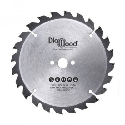 Lame de scie circulaire portative HM débit D. 180 x Al. 30 x ép. 2,8/1,8 mm x Z24 Alt pour bois - Diamwood