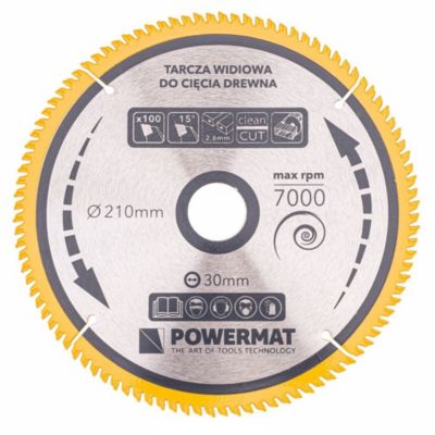 Lame de scie circulaire pour bois en carbure diam 210x30 mm 100 dents