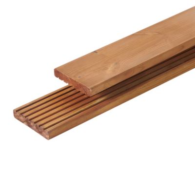 Lame de terrasse bois marron L.360 x l.14,5 cm Ep.2,5 cm Klikstrom Akio