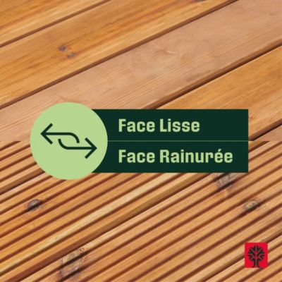 Lame de terrasse bois marron L.360 x l.14,5 cm Ep.2,5 cm Klikstrom Akio