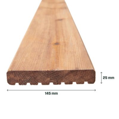 Lame de terrasse bois marron L.360 x l.14,5 cm Ep.2,5 cm Klikstrom Akio