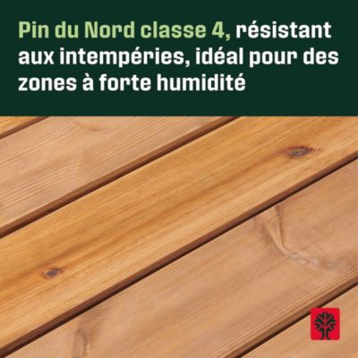 Lame de terrasse bois marron L.360 x l.14,5 cm Ep.2,5 cm Klikstrom Akio