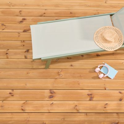 Lame de terrasse bois marron L.360 x l.14,5 cm Ep.2,5 cm Klikstrom Akio