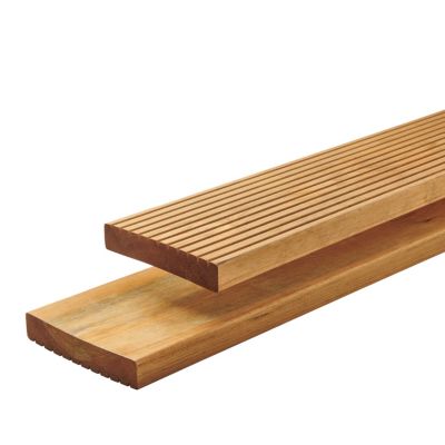Lame de terrasse bois marron L.360 x l.19,4 cm Ep.3,4 cm Klikstrom Kemi