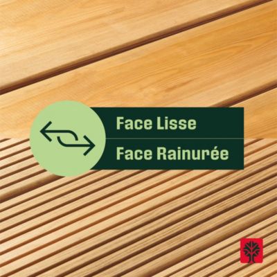 Lame de terrasse bois marron L.360 x l.19,4 cm Ep.3,4 cm Klikstrom Kemi