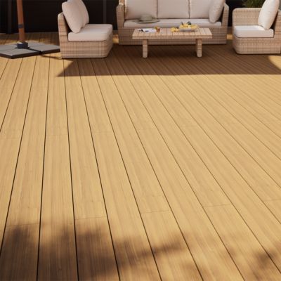 Lame de terrasse bois marron L.360 x l.19,4 cm Ep.3,4 cm Klikstrom Kemi