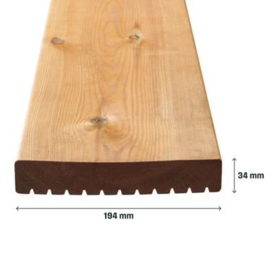 Lame de terrasse bois marron L.360 x l.19,4 cm Ep.3,4 cm Klikstrom Kemi