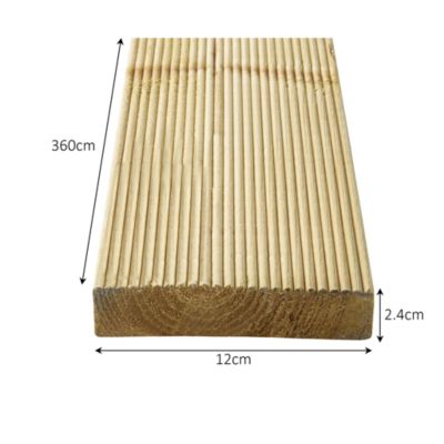 Lame de terrasse bois vert Madeira L.360 x l.12 cm
