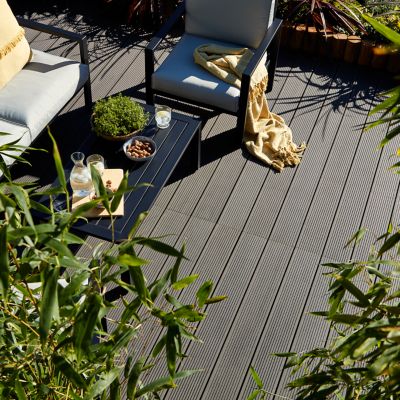 Lame De Terrasse Composite Anthracite Neva L 220 X L 14 5 Cm Castorama