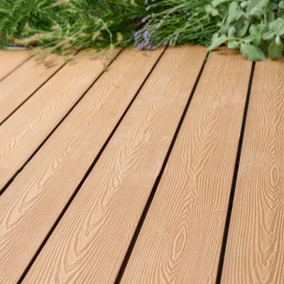 Lame de terrasse composite chêne clair Neva Klikstrom L. 300 cm x l. 14,5 cm
