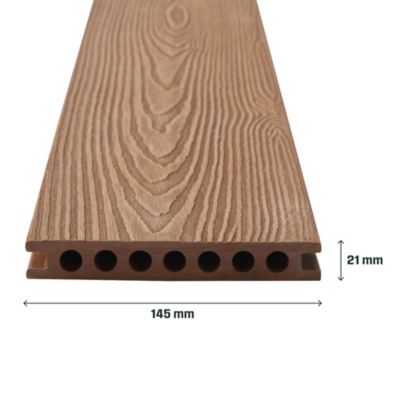 Lame de terrasse composite chêne clair Neva Klikstrom L. 300 cm x l. 14,5 cm