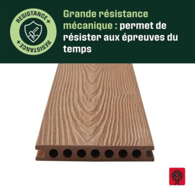 Lame de terrasse composite chêne clair Neva Klikstrom L. 300 cm x l. 14,5 cm