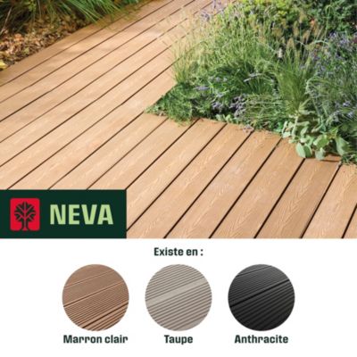 Lame de terrasse composite chêne clair Neva Klikstrom L. 300 cm x l. 14,5 cm