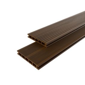 Lame de terrasse composite chocolat Neva Klikstrom L. 220 cm x l. 14,5 cm, ép.21 mm