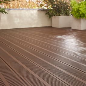 Lame de terrasse composite chocolat Neva Klikstrom L. 220 cm x l. 14,5 cm