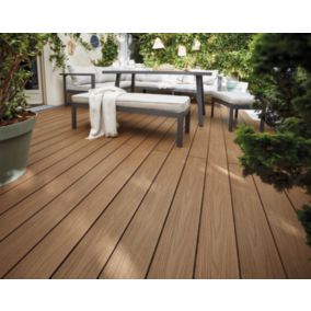 Lame de terrasse composite coloris teck Neva Premium Klikstrom L.220 x l.14,5 cm
