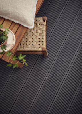 Lame de terrasse composite gris anthracite Neva Klikstrom L. 220 cm x l. 14,5 cm