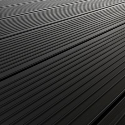 Lame de terrasse composite gris anthracite Neva Klikstrom L. 220 cm x l. 14,5 cm
