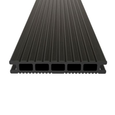 Lame de terrasse composite gris anthracite Neva Klikstrom L. 220 cm x l. 14,5 cm