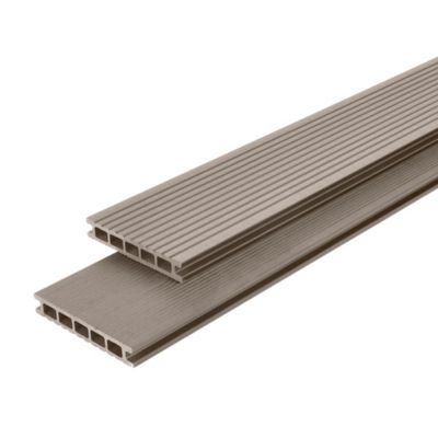 Lame de terrasse composite taupe Neva Klikstrom L. 220 cm x l. 14,5 cm, ép.21 mm