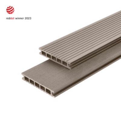 Lame de terrasse composite taupe Neva Klikstrom L. 220 cm x l. 14,5 cm, ép.21 mm