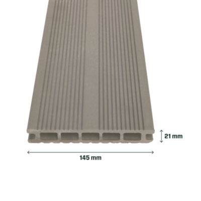 Lame de terrasse composite taupe Neva Klikstrom L. 220 cm x l. 14,5 cm