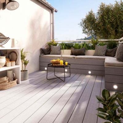 Lame de terrasse composite taupe Neva Klikstrom L. 220 cm x l. 14,5 cm