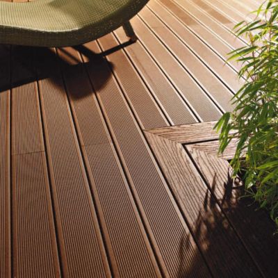 Lame de terrasse composite Terra brun L.244 x l.12,7 cm