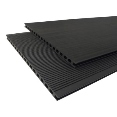 Lame de terrasse composite XXL gris foncé L.290 x l.29,9 cm, ép.2,1 cm