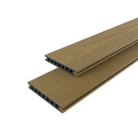 Lame de terrasse en composite Neva premium effet bois chêne L.220 x l.14,5 cm