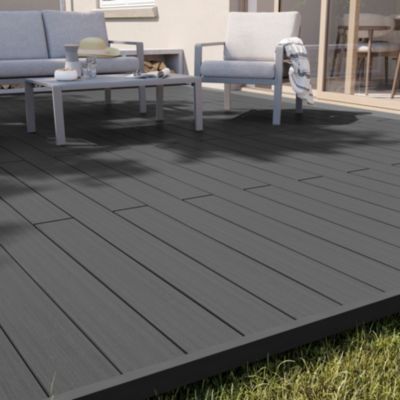 Lame de terrasse en composite Neva premium gris L.220 x l.14,5 cm