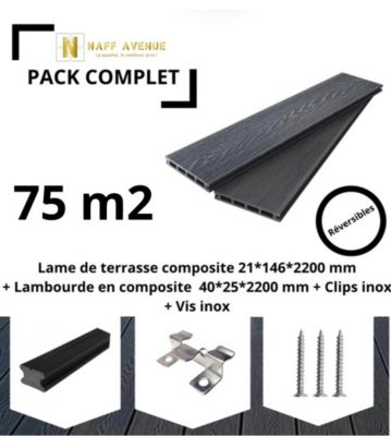 Lame de terrasse en composite PACK EN KIT COMPLET 75 m2 | Castorama
