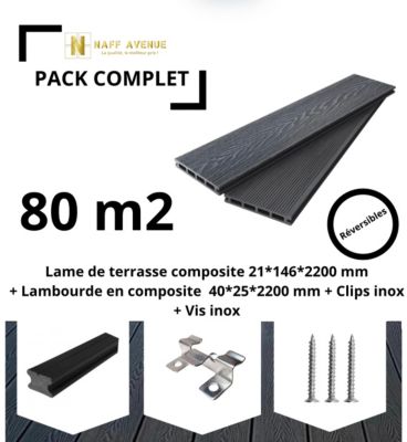 Lame de terrasse en composite PACK EN KIT COMPLET 80 m2