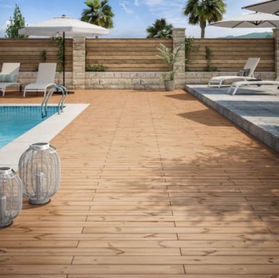 Lame de terrasse en pin thermo-chauffée Smartdeck L.120 x l.15 cm, ép.25 mm