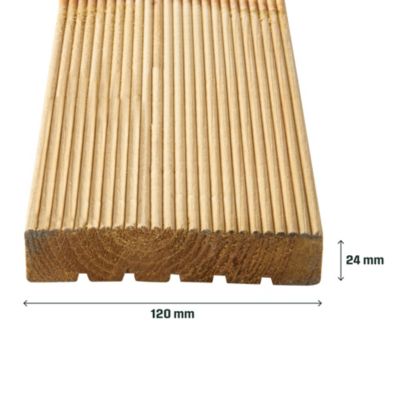 Lame de terrasse épicéa Madeira Klikstrom L.240 x l.12 x ép. 2,4 cm