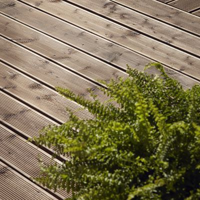 Lame de terrasse épicéa marron Madeira Klikstrom L.240 x l.12 x ép. 2,4 cm